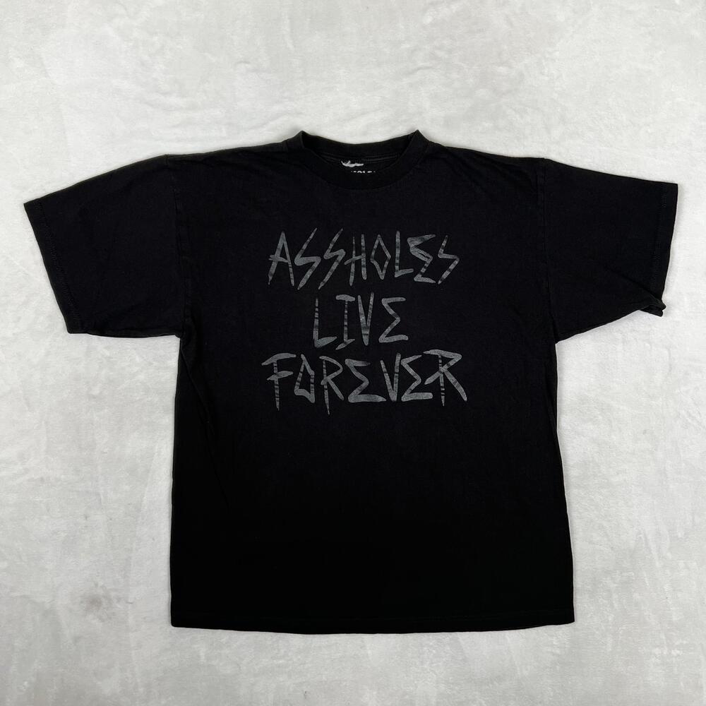 Assholes*s Live Forever T-Shirt Womens XL Black Slogan Graphic Humor Streetwear